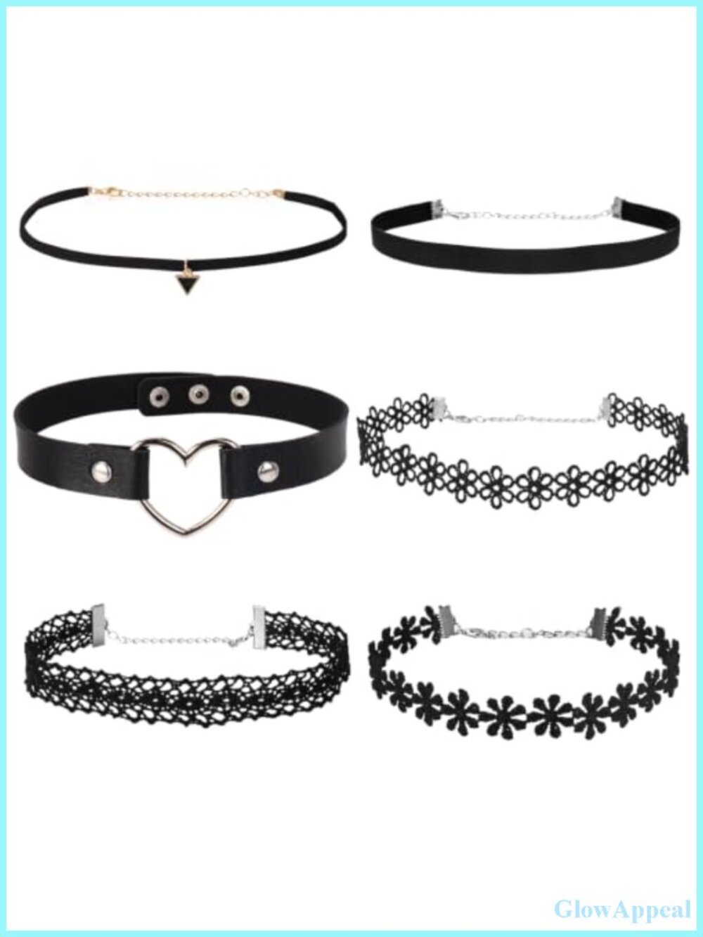 6PCS Velvet Lace Choker Necklace Set Adjustable Lobster Clasp Women